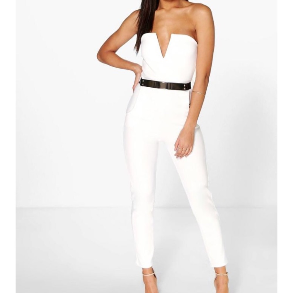 NWT White Strapless Jumpsuit - Picture 1 of 6